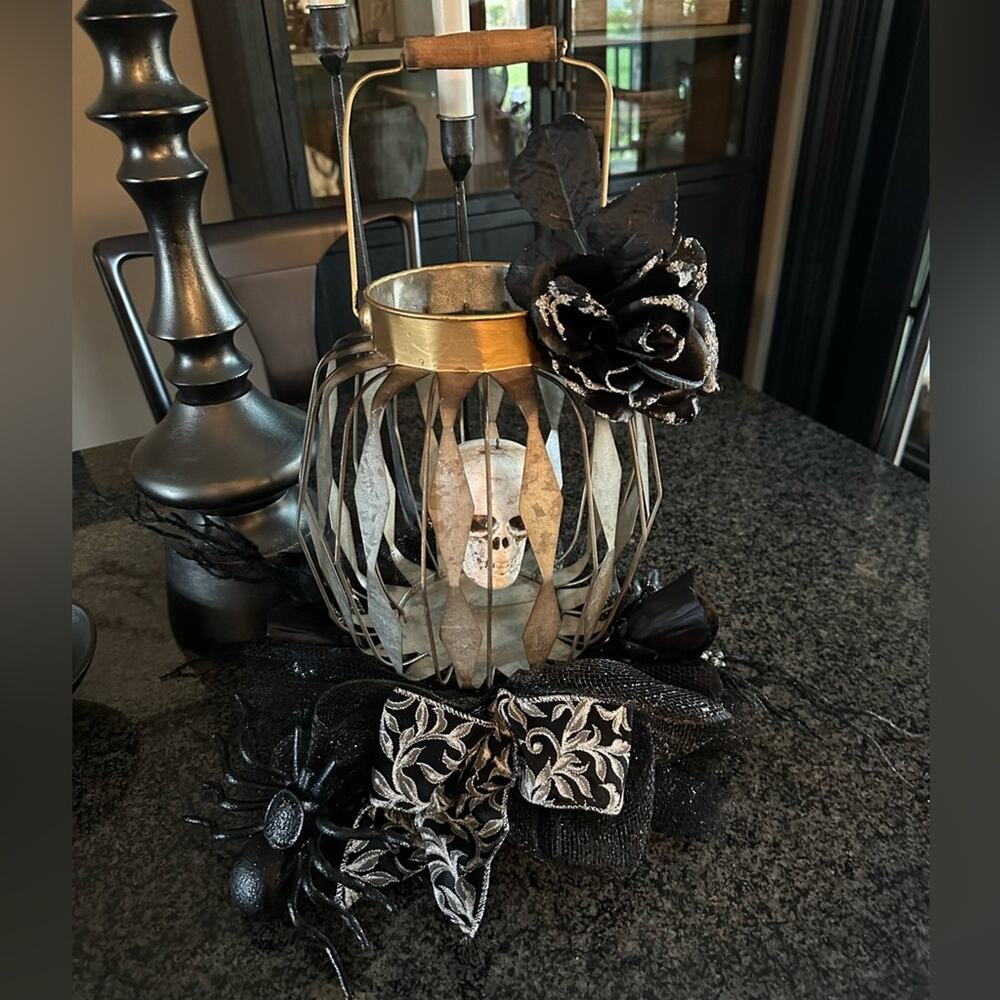 Etsy NWT Skull Rose Spider Hand Crafted Lantern